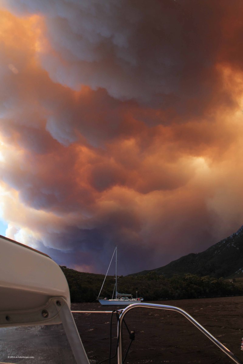 Fire induced billowing clouds at Port Davey