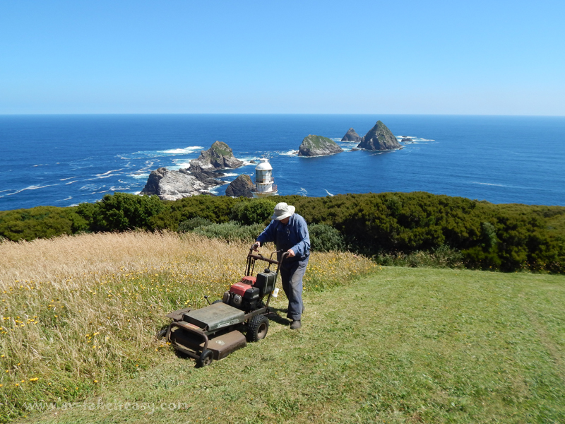 David mowing on Maatsuyker