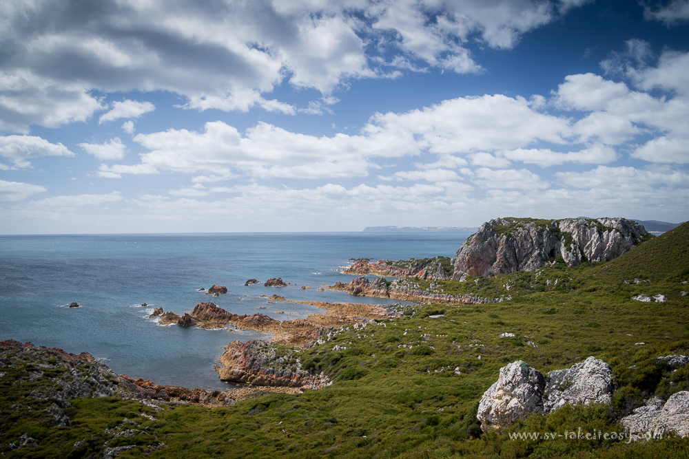 The rugged shores around Rocky Cape, with Table Cape in the distance