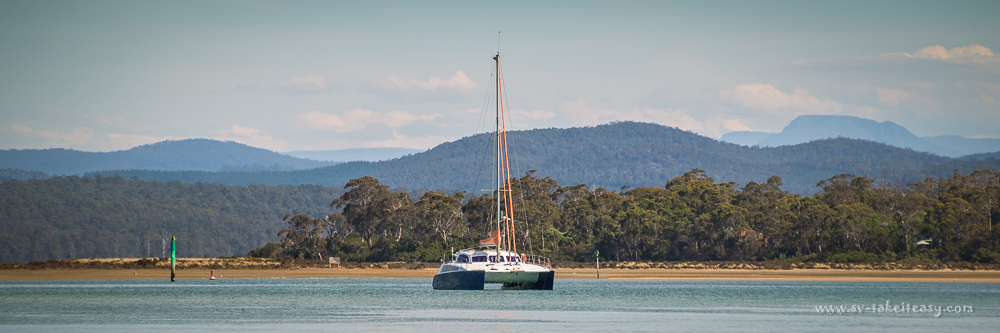 Take It Easy anchored in the Rubicon River