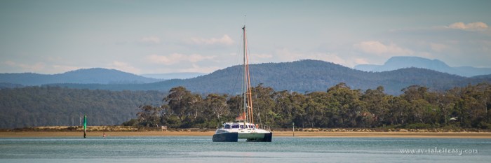 Take It Easy anchored in the Rubicon River