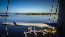 The view from Anui's fourth spreader, Gippsland Lakes