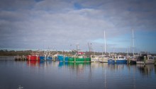 Colourful fleet of fishing boats at Lakes Entrance