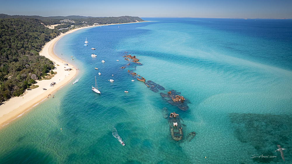 Tangalooma Wrecks from the air