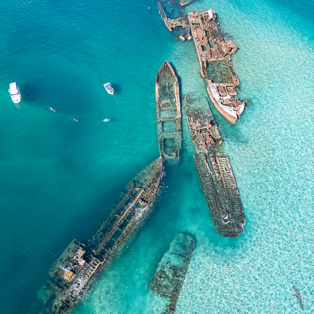 Tangalooma Wrecks from above