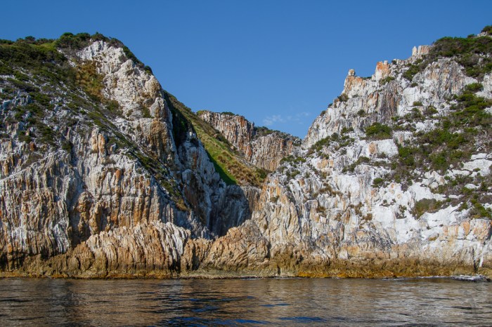 Rugged cliffs of the Breaksea Islands