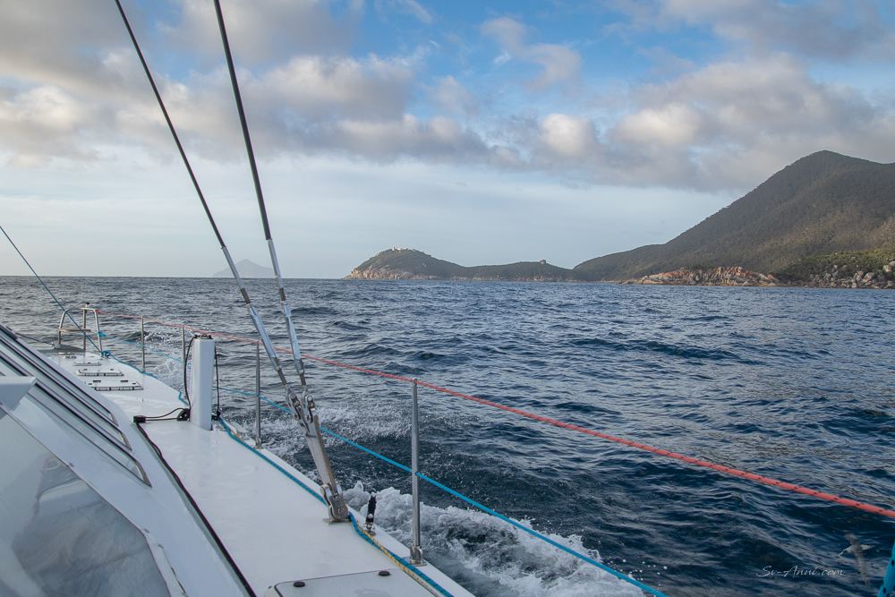 Approaching the Wilsons Prom lighthouse from the ocean