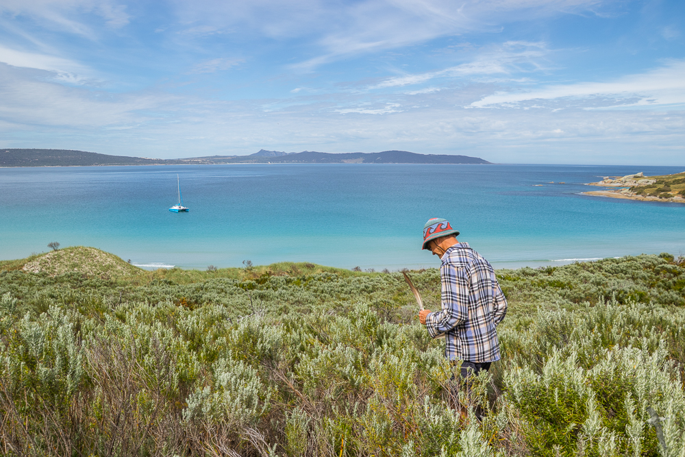 Southern anchorage at Inner Sister Island with Flinders Island in background